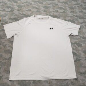 Under Armour Shirt Mens XL White Loose Heatgear Short Sleeve